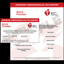 American Heart Association AHA ACLS Provider Card Advanced Cardiac Life Support